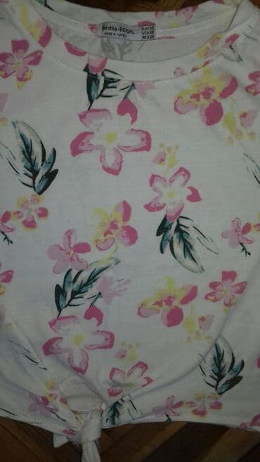 svecane pantalone i tunike: Bershka, XS (EU 34), Cvetni, bоја - Bela — 2