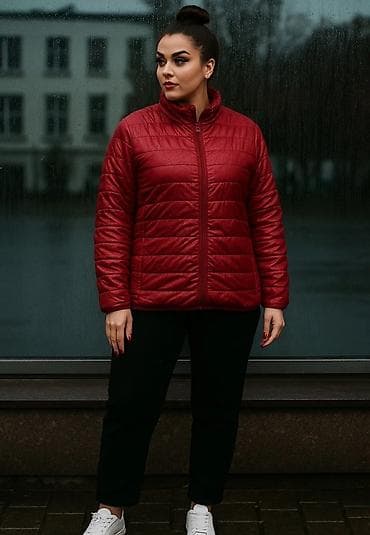 palm angels jakna: Ženska lagana puf jakna – bordo/crvena, SA ETIKETOM - Kroj: ravna — 2