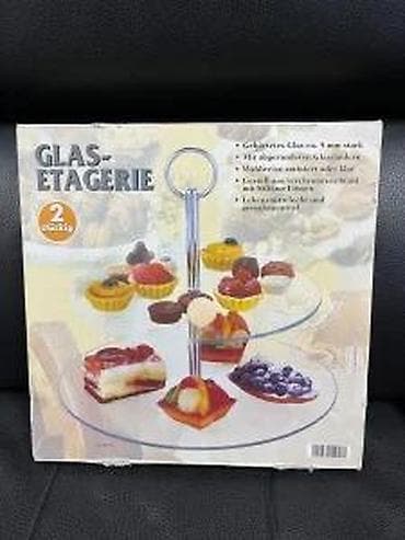 case za vino: Staklena etažera – 2 nivoa - Dvospratna etažera od kaljenog stakla — 4