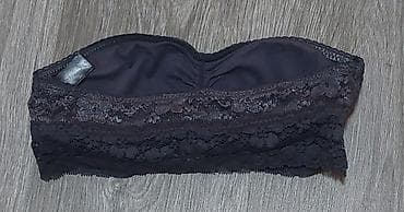 patike sa masnom: Čipkani strapless grudnjak – crni - Model: bandeau/strapless, bez — 2