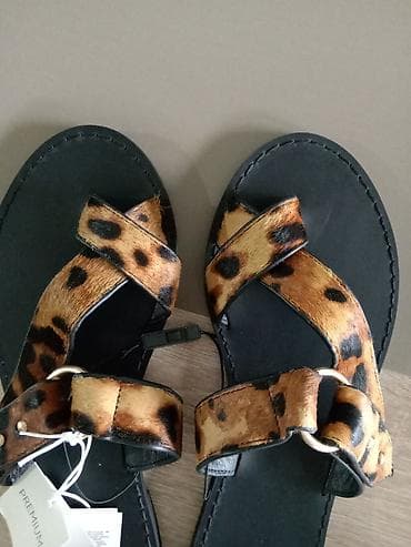 papuce kozne: Ženske kožne sandale sa animal printom (leopard), Premium linija. - — 5