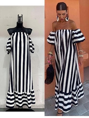 prologic odelo: ❤️Ženska letnja maxi haljina na pruge, off-shoulder kroja.
✅2600 din — 3