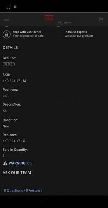 Car Parts: POTKRILO PL ZA AUDI A6 | Audi a6 potkrilo prednje levo 4k0 821 171 k — 4