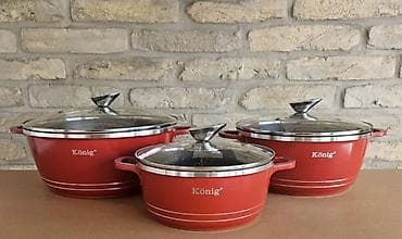 staklo: Set šerpi König – 3 dela - Materijal: liveni aluminijum sa — 3