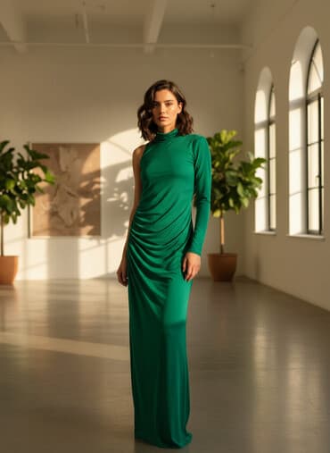 mona haljine outlet: L, bоја - Zelena, Večernji, maturski, Drugi tip rukava — 1