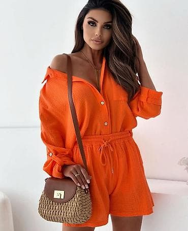 strauss odela: ✨Zenski dvodelni komplet – košulja i šorts od pamučnog materijala-3000 — 1