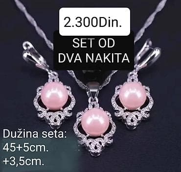 Posrebreni set od dva nakita – elegantan komplet sa ružičastim