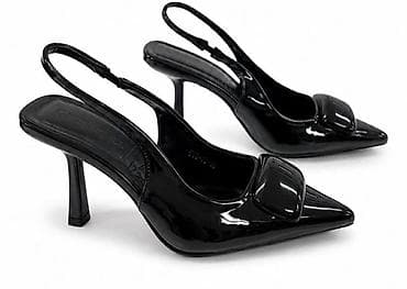 đavo uvek nosi crno: Crne lakovane slingback salonke sa špicastim vrhom. - Materijal — 1