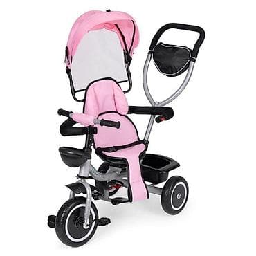 deciji tricikli guralice: ECOTOYS 2u1 tricikl sa rotirajućim sedištem i sklopivom tendom – Pink — 5