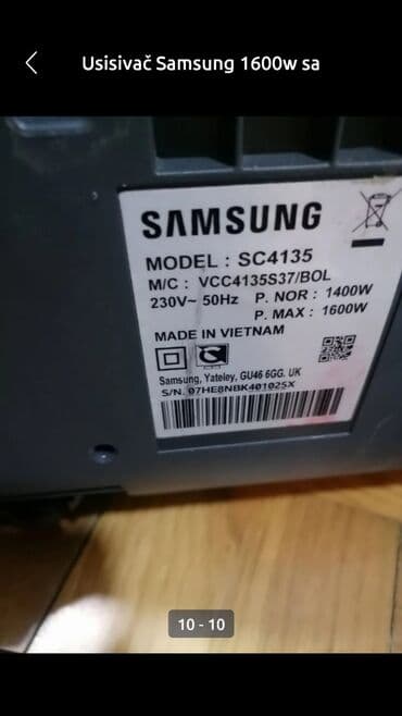 lalafo samsung: Usisivač Samsung 1600w sa platnenom vrećom
Ispravan dobar
 Mirjevo — 7