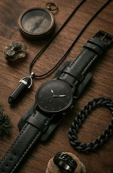 Set nakita.Muški ručni sat – minimalistički crni dizajn - Kućište