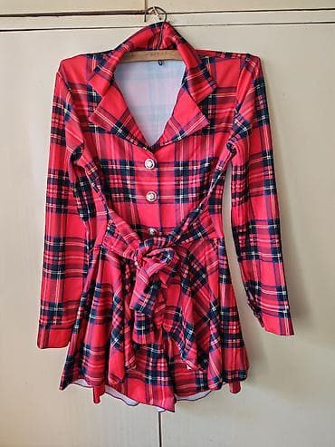 pull and bear kompleti: Ženski komplet – karirani crveno‑ružičasti blejzer sa šorcem - — 1