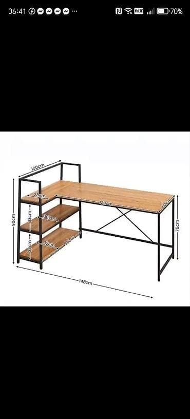 sara namestaj – слике: Radni sto sa bočnim policama – industrijski dizajn - Materijal — 3