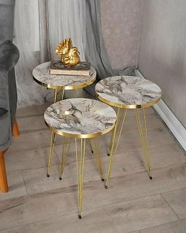 Postolja za stolove: Set od 3u1/klub stolića – moderni “nesting” dizajn - Okrugle ploče sa — 1