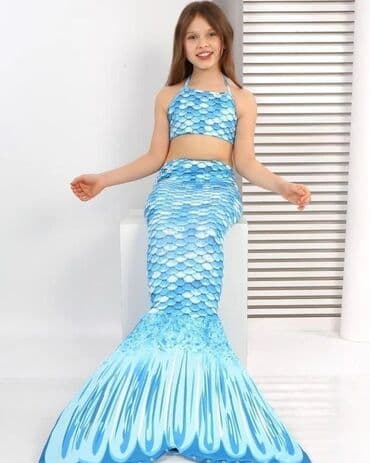 policijsko odelo: Odmah dostupni trodelni sirena kupaći kostimi za devojčice od 2 do 14 — 2