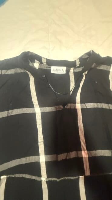 pamucne tunike: Ženska tunika/haljina JANINA - Boja: crna sa velikim belim kariranim — 5