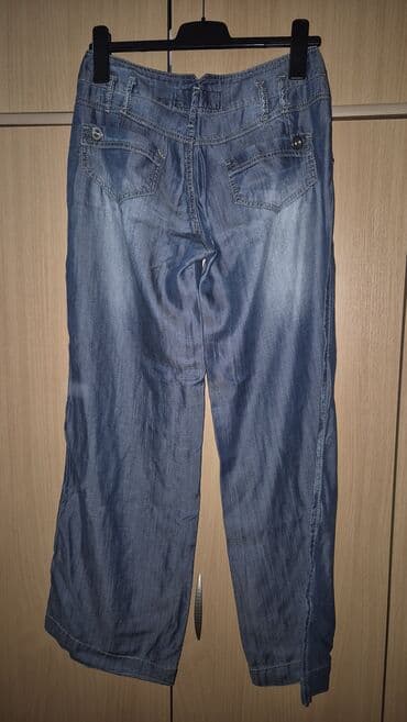 patike sandale: Ženske džins pantalone – širok/kombinezonski kroj - Materijal: lagan — 2