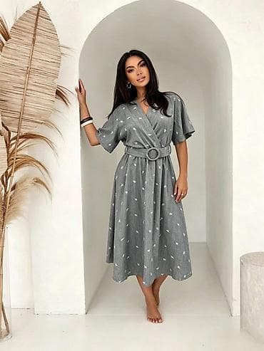 Haljine: ✅Ženska midi haljina sa pojasom i V‑izrezom
✅2300 din — 1