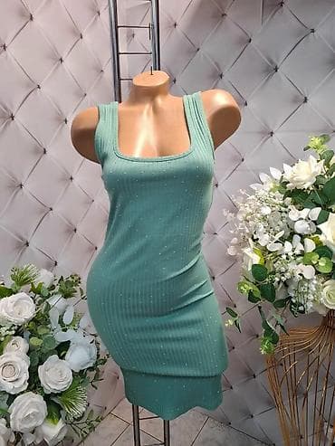 bele 95: Rib-kint haljina bez rukava sa šljokicama - Model: uska, elastična — 1