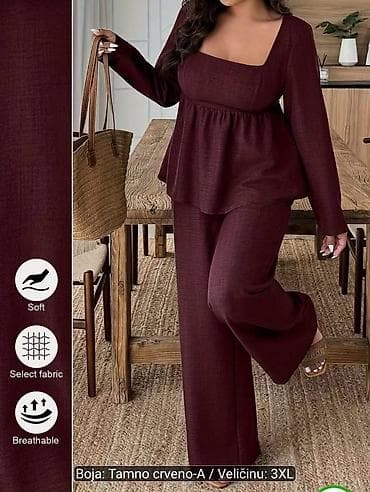 nova torba: Dvoset – bluza i pantalone, boja: tamno crveno-A, veličina: 3XL - — 2