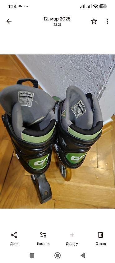 90210 sa prevodom: Roleri Power Slide – inline, 4 točka po cipeli. - Dizajn: crno‑zelena — 5