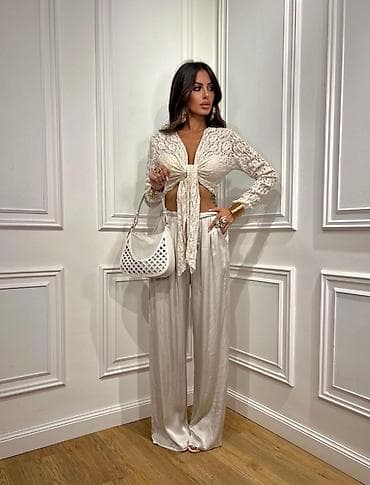 tiffany bluze 2022: Ženska čipkana bluza na vezivanje sprijeda – dugi rukavi 1750 din — 5