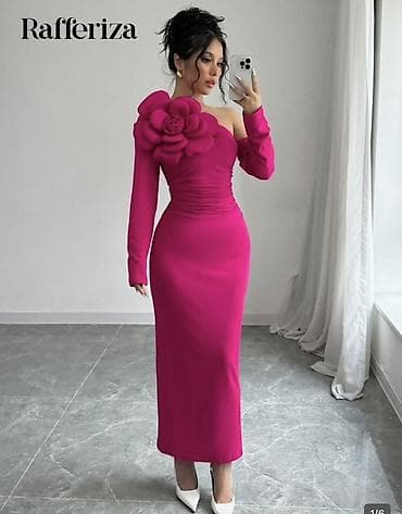 Elegantna duga haljina Rafferiza – ciklama/ružičasta - Kroj: uska