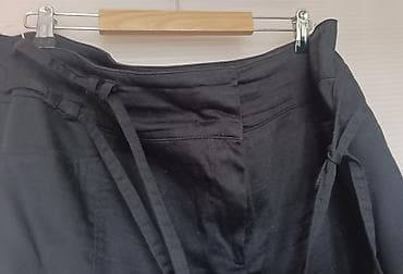 riker sandale: Crna A-kroja suknja sa vezivanjem - Model: midi/A-kroj, blago — 3