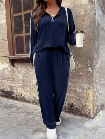 velike majice i trenerke za punije od xl do 8xl: Dvodelni ženski komplet trenerke, rebrasti duks sa rajsferšlusom i — 3