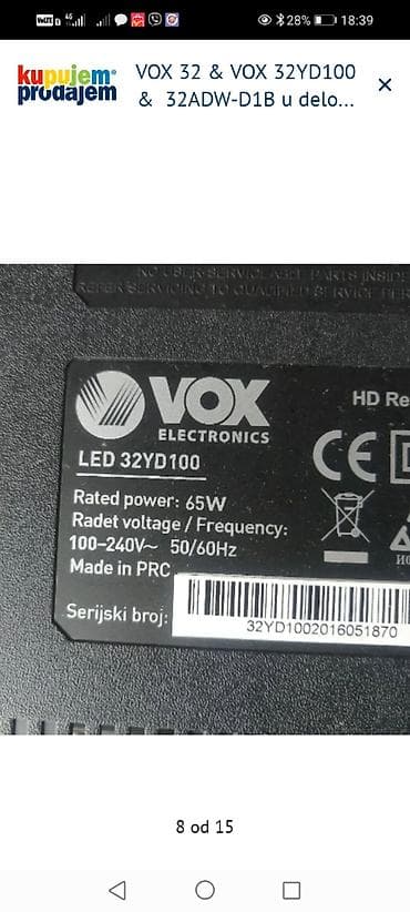 daljinski za tv sharp aquos: VOX 32” televizori – delovi Dostupni delovi za modele: - VOX 32YD100 — 8