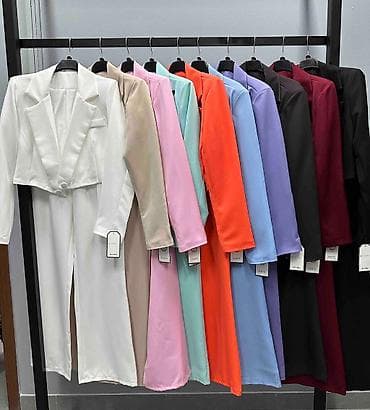 svecane tunike: Ženski komplet – kratki sako + široke pantalone - Krojen komplet — 3