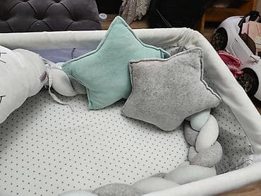 Komplet za bebi krevetac – pleteni ogradica + jastuci - Mekana — 1