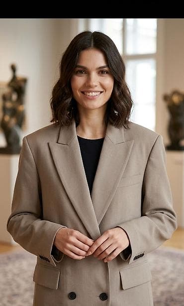 prada torbice cena: Ženski blejzer – klasičan kroj, bež - Krojenje: ravna, blago — 1