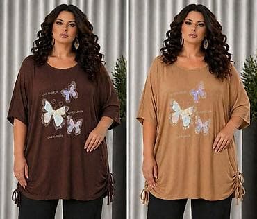 Ženska plus size tunika sa leptirima - Kroj: komotna, oversize