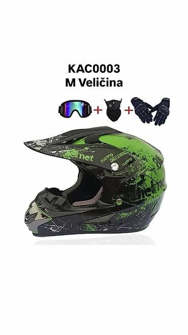 motocikli do 50 kubika: Kacige Set za motocross uključuje sportske rukavice, naočare protiv — 5