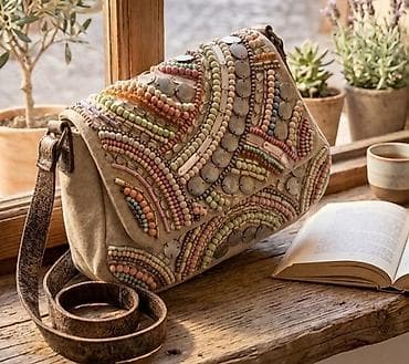 leptiri od papira: Ručna torba sa preklopom – unikatni boho dizajn - Materijal: čvrsto — 1