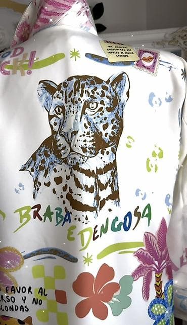 zeleni sakoi: Umetnički blejzer sa printom - Model: duži ženski blejzer sa — 2