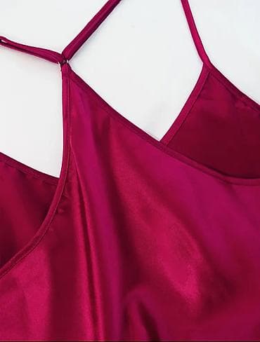 elegantni kompleti sa pantalonama: Satenska pidžama set – 2 dela (majica + šorts) - Materijal: glatka — 3