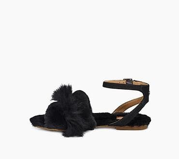 roze sandale ravne: Ugg sandale, prirodno krzno, kožne (ovčja koža i krzno). Sandale — 4