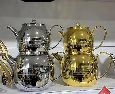 forma ideale bastenski set: Dvodelni set čajnika (turki/čajnici) – nerđajući čelik, visokog sjaja — 1
