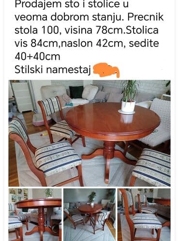 forma ideale trpezarijski sto i stolice: Predstavljamo trpezarijski set koji uključuje okrugli sto i četiri — 1