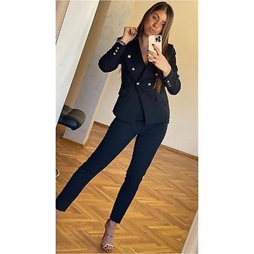 nike tech komplet: NOIX Ženski elegantni komplet – sako i pantalone, crna boja M NOVO — 1