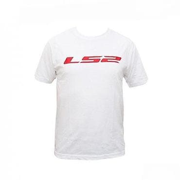 Bela majica kratkih rukava sa okruglim izrezom, istaknutim LS2