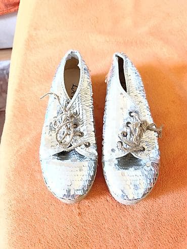 Srebrne ženske espadrile sa šljokicama - Gornjište prekriveno