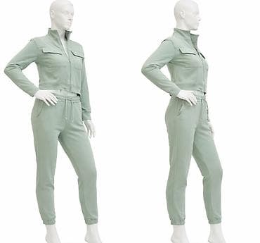 Ženska obuća: Ženski komplet – trenerka sa crop jaknicom, pastelno zelena Obučena — 6