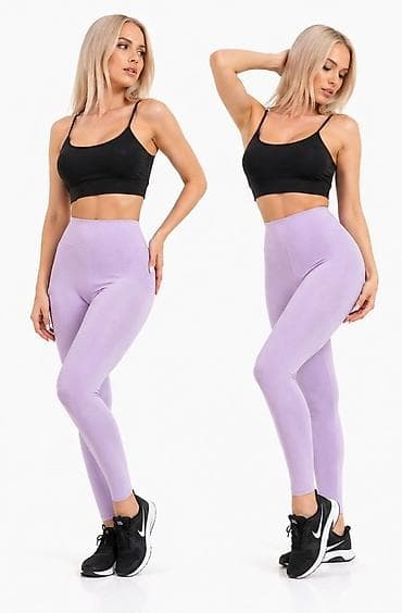 helanke za oblikovanje tela: Ženske bešavne sportske helanke – lila - Materijal: elastična, meka — 3