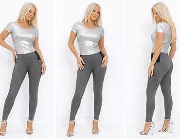 Ženske helanke – sivo antracit - Kroj: uske, visok struk, dužina do