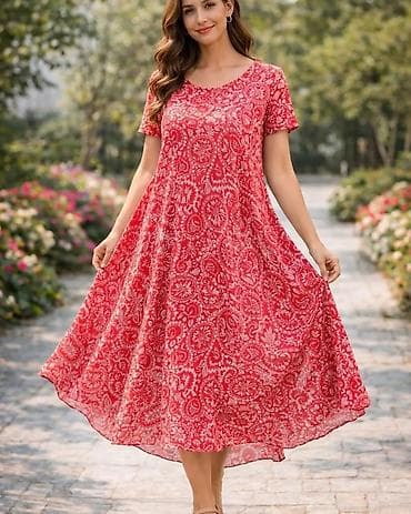 mona pančevo: Ženska letnja haljina A‑kroja sa kratkim rukavima i bogatim talasastim — 3