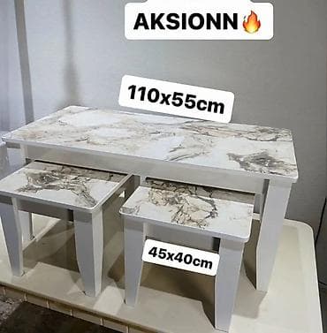 Set klupa sa dve male klupe/stolica – mermerni dezen - Glavni