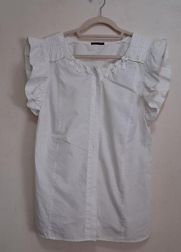 Women's T-shirts and tops: Ženska garderoba – set majica i bluza - Bela pamučna majica sa — 8